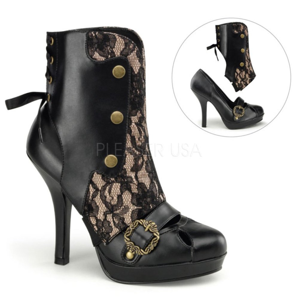 Steampunk convertible victorian heeled boots